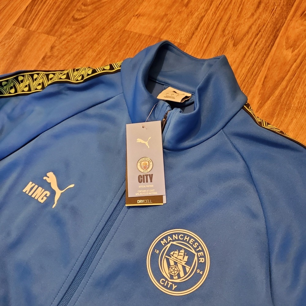 Puma Manchester‎ City Jacket Men Large Blue King Anthem DryCell Soccer New